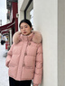 謎秀狐貍毛領(lǐng)短款羽絨服女2025秋冬橘粉色設計感小個(gè)子加厚白鴨絨外套 奶昔橘 S 曬單實(shí)拍圖