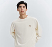 太平鳥(niǎo)男裝T恤立體肌理感長(cháng)袖圓領(lǐng)刺繡打底衫體恤 米白 第二批  XL  曬單實(shí)拍圖