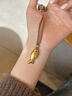 奢贊999足金古法小金魚(yú)吊墜女黃金福字轉運珠項鏈簡(jiǎn)約小黃魚(yú)編繩掛繩 克重多退少補 曬單實(shí)拍圖