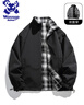 Wassup Sohot夾克男春秋季雙面格子外套立領(lǐng)痞帥棒球服運動(dòng)風(fēng)衣 黑色 M 曬單實(shí)拍圖