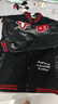 國潮高街徽章刺繡pu皮拼接夾克男女青少年學(xué)生百搭潮流棒球服外套 黑色 M 曬單實(shí)拍圖