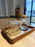 恩壽溯北美黑胡桃木托盤(pán)實(shí)木盤(pán)子木質(zhì)水果盤(pán)家用鋼化玻璃花紋長(cháng)方形茶盤(pán) 【45cmx30cm】大號-海棠玻璃壓花 北美黑胡桃木-實(shí)木托盤(pán) 曬單實(shí)拍圖