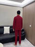 羅蒙本命年馬年男士睡衣羊毛桑蠶絲睡袍結婚喜慶紅色家居服保暖套裝 曬單實(shí)拍圖