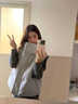 傲甜拼接女士馬甲女秋冬2026韓系一整套慵懶休閑寬松加厚棉服灰色外穿 【單件】棉服馬甲 M 95-105斤 曬單實(shí)拍圖