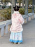 玫初莎漢服女童秋冬加厚明制外套兒童新中式馬面裙格格服套裝女孩拜年服 小海蘭粉色上衣+藍色馬面裙 140 【建議身高135cm左右】 曬單實(shí)拍圖