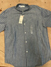 優(yōu)衣庫男裝女裝棉麻條紋立領(lǐng)襯衫短袖休閑襯衣亞麻467121 67 海藍色 S /165/84A 曬單實(shí)拍圖