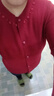 恒源祥時(shí)尚釘珠針織開(kāi)衫女2025秋冬韓版圓領(lǐng)毛衣外套短款外搭羊毛衫 安哥拉紅 3XL 曬單實(shí)拍圖