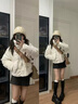汐菡（XIHAN）棉服外套秋冬款女學(xué)生2025新款冬季女生棉襖冬天衣服羽棉衣絨服女 波點(diǎn)毛領(lǐng)加厚短款米白色 均碼 （可聯(lián)系客服備注碼數） 曬單實(shí)拍圖