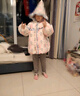 瑪米瑪卡（MOMOCO）兒童羽絨服女童冬季保暖外套可愛(ài)花邊帶帽時(shí)尚羽絨服 粉色 90 曬單實(shí)拍圖