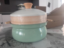 紅廚陶瓷家用湯鍋蒸鍋不粘鍋帶蒸籠蒸包子饅頭蒸煮一體鍋電磁爐燃氣灶 【加高款】果綠色+竹蒸格 1層 24cm 曬單實(shí)拍圖