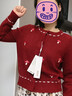 熙世界（sllsky）磨姑刺繡紅色毛衣短外套韓系穿搭秋冬松弛感羊毛針織開(kāi)衫 復古紅 M 曬單實(shí)拍圖