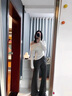 棠暖白色微喇叭闊腿褲女2026新款早春加絨高腰顯瘦小個(gè)子運動(dòng)休閑衛褲 加絨-高級灰小個(gè)子 （適合150-160CM） S （建議體重80-95斤） 曬單實(shí)拍圖