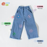 貝貝怡女童牛仔褲小童寶寶長(cháng)褲兒童褲子洋氣2025春秋新款童裝潮 牛仔藍 130 曬單實(shí)拍圖