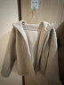 無(wú)印良品（MUJI）女式長(cháng)毛抓絨拉鏈連帽衫女外套長(cháng)袖25年冬季新品搖粒絨短外套女裝 象牙色 L （165/88A） 曬單實(shí)拍圖