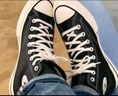 匡威（Converse）官方1970S男女高幫牛皮革休閑板鞋經(jīng)典黑黑色A13863C A13863C 39 曬單實(shí)拍圖