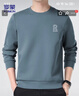 羅蒙（ROMON）衛衣男士秋冬休閑寬松字母圓領(lǐng)長(cháng)袖t恤打底衫外套WY02霧藍加絨XL 曬單實(shí)拍圖