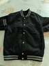 MMOPTOP美式麂皮棒球服外套潮男春秋季刺繡痞帥寬松休閑夾克23001 黑色 L 曬單實(shí)拍圖