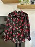 黑色襯衫2025早秋上新女裝翻領(lǐng)上衣名媛玫瑰印花燈籠袖寬松襯衣秋 小紅玫 獨家實(shí)拍 均碼  建議80-140斤 曬單實(shí)拍圖