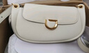 DISSONA迪桑娜女包牛皮單肩包輕奢斜挎包復古馬鞍包【情人節禮物】白色 曬單實(shí)拍圖