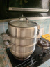 康巴赫304不銹鋼三層蒸鍋蒸籠復底湯蒸鍋多功能防燙鍋具32cm燃氣灶通用 曬單實(shí)拍圖