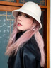 貓人帽子女秋冬保暖100%真羊毛呢漁夫帽女士千金帽子法式羊毛小禮帽 千金感象牙白色【主圖款】 均碼55-60cm可調節 曬單實(shí)拍圖