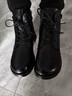 老人頭（LAORENTOU）馬丁靴女鞋秋冬新款短靴高幫厚底加絨保暖女靴子 LB53568 黑 36  曬單實(shí)拍圖