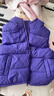 兒童棉馬甲男女童保暖連帽中大童加厚背心寶寶外穿套校服坎肩百搭 紫色 130 曬單實(shí)拍圖