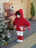 班喜迪女童套裝秋冬裝新款洋氣兒童拜年衣服寶寶嬰兒周歲禮服冬季小童裝 紅色 90 cm 曬單實(shí)拍圖