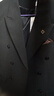 羅蒙（ROMON）【西服+馬甲+西褲】西服套裝男商務(wù)雙排扣休閑西裝禮服男黑XL 曬單實(shí)拍圖