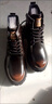 西域駱駝（VANCAMEL）男士馬丁靴秋冬季亮面牛皮英倫高幫厚底工裝靴加絨加厚保暖雪地靴 【真皮牛皮】棕色單鞋 41 【皮鞋碼】 曬單實(shí)拍圖