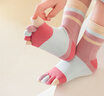 革斤威兒童彩趾五指襪純棉中筒拼色秋冬雙彩條分趾襪大小童女七彩糖果色 彩指雙條兒童五指 5雙 L建議7-12歲 曬單實(shí)拍圖