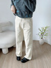 MUSINSA STANDARD韓國春季女士簡(jiǎn)約高腰燈芯絨寬松直筒復古西褲 奶油色(CR) 26 曬單實(shí)拍圖