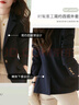 德瑪納【高含量綿羊毛西裝】秋冬西裝領(lǐng)修身長(cháng)袖西服外套女 藏青 S  曬單實(shí)拍圖