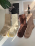 浪莎（LangSha）美拉德襪子女款中筒襪秋冬吸汗抗菌防臭月子堆堆襪加厚保暖睡眠襪 曬單實(shí)拍圖