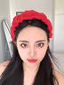 花詩(shī)可2025秋冬新款高顱頂洗臉毛線(xiàn)發(fā)箍紅色新年針織寬邊頭箍頭飾發(fā)飾女 F2053紅 曬單實(shí)拍圖