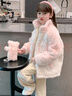 TVST輕奢品牌童裝女童外套2025新款洋氣兒童冬季加厚小女孩羊羔毛絨 2420粉色【配同款玩偶】 140 cm 曬單實(shí)拍圖