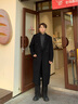 MUSINSA STANDARD韓國秋冬男士大碼混紡雙排扣長(cháng)款毛呢大衣外套 黑色(BK) M 曬單實(shí)拍圖