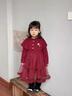 G.duck小黃鴨童裝拜年服女童連衣裙加絨加厚蓬蓬裙兒童裙子過(guò)年衣服女孩 酒紅色 90 建議1~2歲（80-90cm） 曬單實(shí)拍圖
