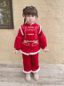 班喜迪女童漢服套裝秋冬裝兒童新中式寶寶周歲禮服國風(fēng)唐裝冬季拜年衣服 紅色 100 曬單實(shí)拍圖
