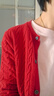 優(yōu)衣庫女裝紐花圓領(lǐng)針織開(kāi)衫/毛衣外套空調衫通勤秋冬新款481477 16 紅色 L 曬單實(shí)拍圖