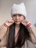 京悠雨【大頭星球】韓版休閑風(fēng)貓耳朵毛線(xiàn)帽女顯臉小百搭加厚保暖針織帽 卡其色 偏大碼(56-61CM) 曬單實(shí)拍圖