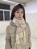 viney圍巾女冬季格子圍脖仿羊絨保暖披肩生日新年禮物送女友老婆 【米白色】 高級感時(shí)尚百搭兩用外搭 曬單實(shí)拍圖
