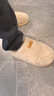 樸西朵朵絨棉拖鞋男冬季保暖外穿防滑休閑厚底保暖室內棉拖鞋 全麥棕 44-45 曬單實(shí)拍圖