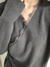 路讓宋蕾絲拼接打底衫女秋冬內搭小衫收腰不規則交叉V領(lǐng)針織長(cháng)袖上衣女 灰色 L （建議100-115斤） 曬單實(shí)拍圖
