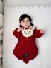 班喜迪嬰兒衣服秋冬裝嬰幼兒連體衣寶寶百天周歲禮服加絨哈衣冬季外出服 紅色 80cm 曬單實(shí)拍圖