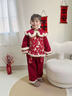 可歆寶貝女童新中式拜年服套裝兒童漢服冬季紅色加厚寶寶新年喜慶過(guò)年衣服 紅色 110 碼建議3-4歲（身高105左右） 曬單實(shí)拍圖