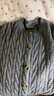 恒源祥（hengyuanxiang）秋冬新款100純羊毛開(kāi)衫女圓領(lǐng)麻花加厚針織毛衣外搭寬松羊毛外套 灰 加厚 XL 建議（100-120斤） 曬單實(shí)拍圖
