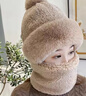 溥畔帽子冬季女鯊魚(yú)帽子女士毛線(xiàn)帽保暖騎車(chē)防風(fēng)面罩防寒加厚護頸圍巾 淺咖 均碼彈力大（適合各種頭圍） 曬單實(shí)拍圖