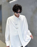NEW OR MODE新中式國風(fēng)長(cháng)袖襯衫男秋季新款垂感寬松襯衣青少年百搭休閑上衣服 白色 XL 【建議125-145斤】 曬單實(shí)拍圖