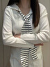 妙奕嘉白色t恤長(cháng)袖修身上衣秋季2025新款打底衫女內搭外穿時(shí)尚高級韓系 學(xué)院風(fēng)條紋miu系白色內搭長(cháng)袖 均碼 【建議80-120斤】 曬單實(shí)拍圖